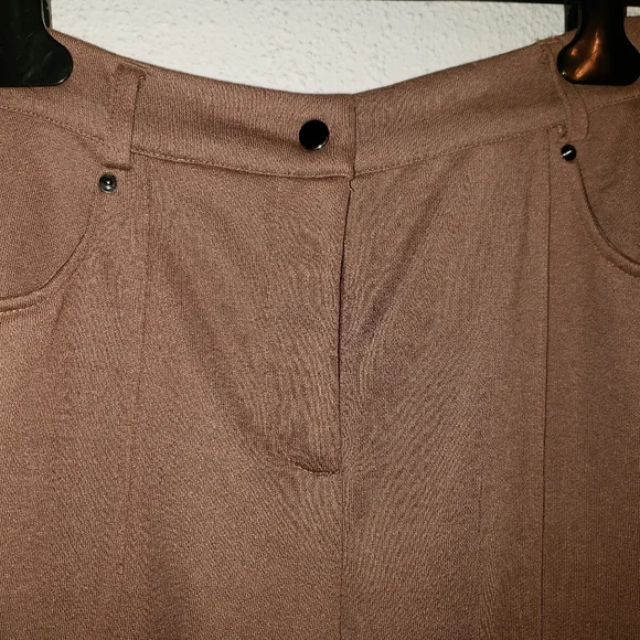 FOR LOVE & LEMONS Shannon Pants Camel Wide Leg Front Seam Knit Trousers Sz S - Picture 5 of 13
